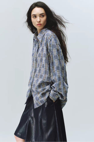 Simple Project Gauze Fringe Plaid Shirt