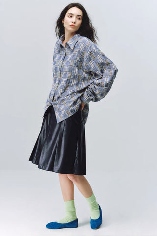 Simple Project Gauze Fringe Plaid Shirt