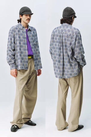 Simple Project Gauze Fringe Plaid Shirt