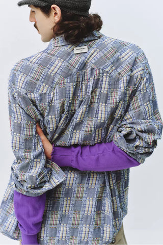 Simple Project Gauze Fringe Plaid Shirt