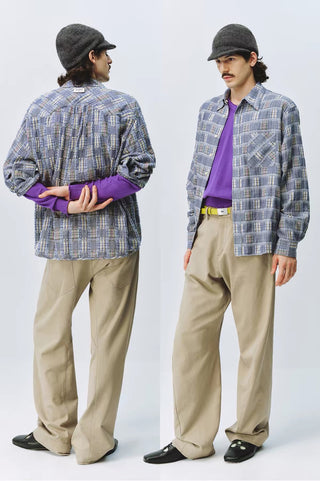 Simple Project Gauze Fringe Plaid Shirt