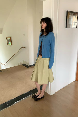 Simple Project Pleated Leather Skirt
