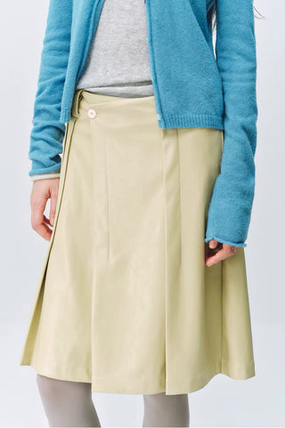 Simple Project Pleated Leather Skirt