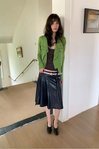 Simple Project Pleated Leather Skirt