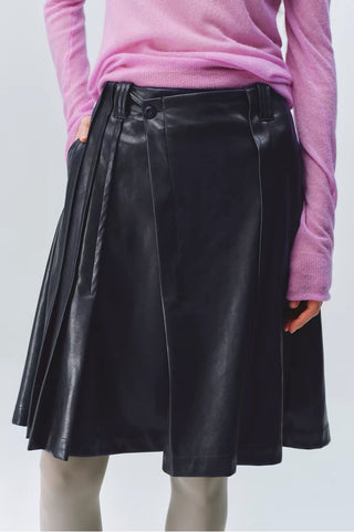 Simple Project Pleated Leather Skirt