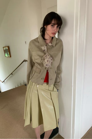 Simple Project Pleated Leather Skirt