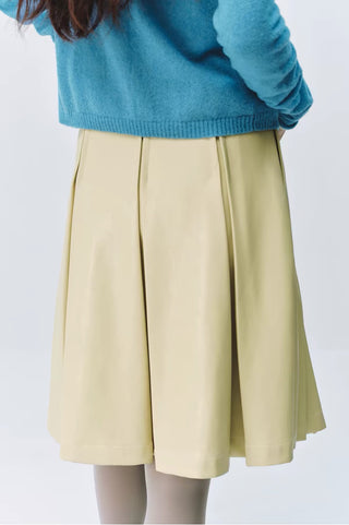 Simple Project Pleated Leather Skirt
