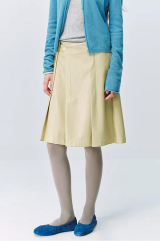 Simple Project Pleated Leather Skirt