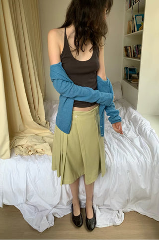 Simple Project Pleated Leather Skirt