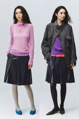 Simple Project Pleated Leather Skirt