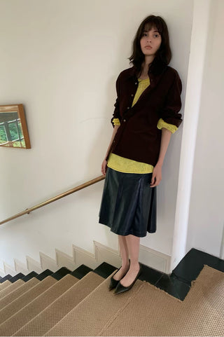 Simple Project Pleated Leather Skirt