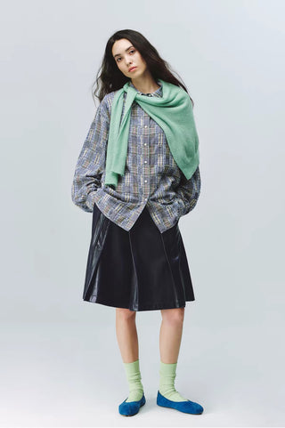 Simple Project Pleated Leather Skirt