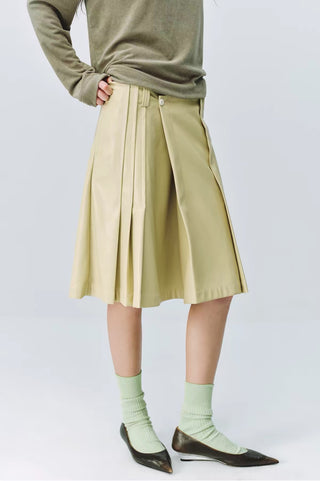 Simple Project Pleated Leather Skirt
