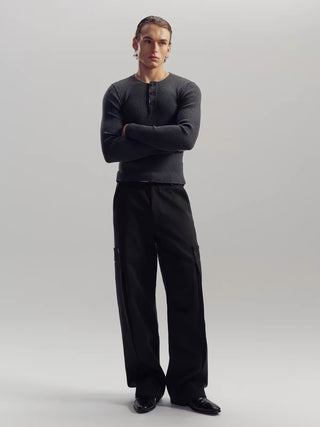NFAI Wool Henley Long Sleeve Top