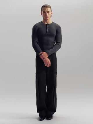 NFAI Wool Henley Long Sleeve Top
