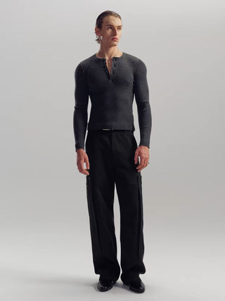 NFAI Wool Henley Long Sleeve Top