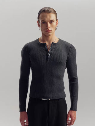 NFAI Wool Henley Long Sleeve Top