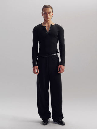 NFAI Wool Henley Long Sleeve Top