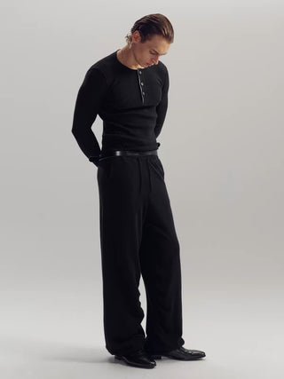 NFAI Wool Henley Long Sleeve Top