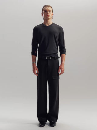 NFAI V-Neck Wool Long Sleeve Top