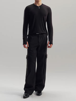 NFAI V-Neck Wool Long Sleeve Top