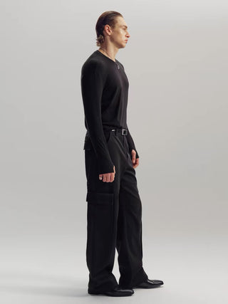 NFAI V-Neck Wool Long Sleeve Top