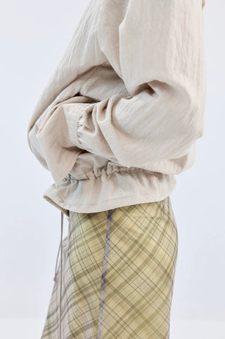 Simple Project Lace-up Hooded Shirt-Apricot