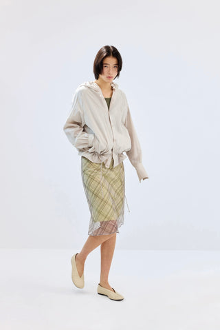 Simple Project Lace-up Hooded Shirt-Apricot