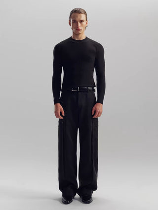 NFAI Straight Shoulder Rib Knit Long Sleeve
