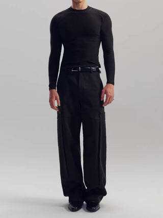 NFAI Straight Shoulder Rib Knit Long Sleeve