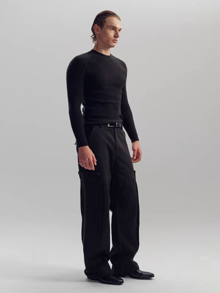 NFAI Straight Shoulder Rib Knit Long Sleeve