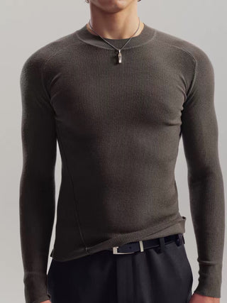 NFAI Straight Shoulder Rib Knit Long Sleeve