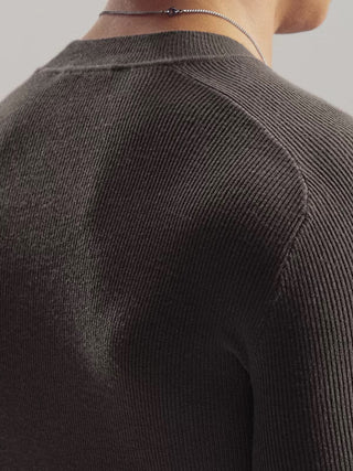 NFAI Straight Shoulder Rib Knit Long Sleeve