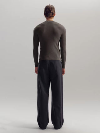 NFAI Straight Shoulder Rib Knit Long Sleeve
