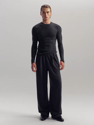 NFAI Straight Shoulder Rib Knit Long Sleeve