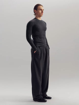 NFAI Straight Shoulder Rib Knit Long Sleeve