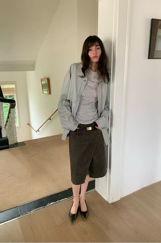 Simple Project Suedette Split Skirt