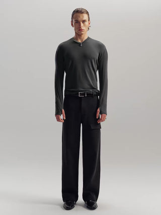 NFAI V-Neck Wool Long Sleeve Top