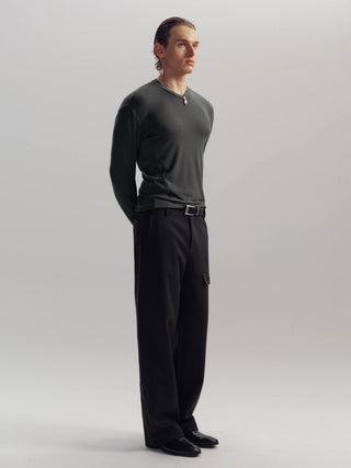 NFAI V-Neck Wool Long Sleeve Top