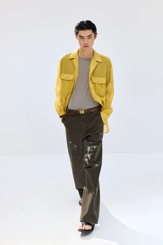 Simple Project Painted Trousers-Palm Green