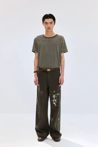 Simple Project Painted Trousers-Palm Green