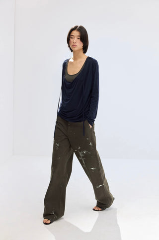 Simple Project Painted Trousers-Palm Green