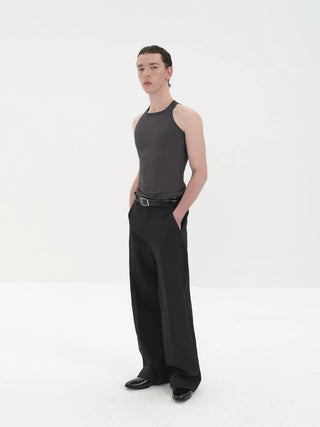 NFAI Tailored Loose Fit Trousers-Washed Black