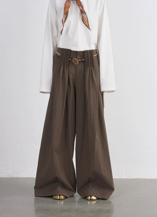 BALIANG Pleated Casual Pants-Sandalwood Brown