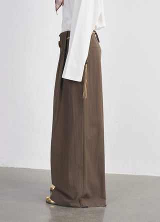 BALIANG Pleated Casual Pants-Sandalwood Brown