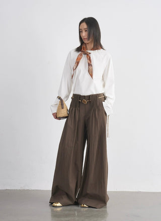 BALIANG Pleated Casual Pants-Sandalwood Brown