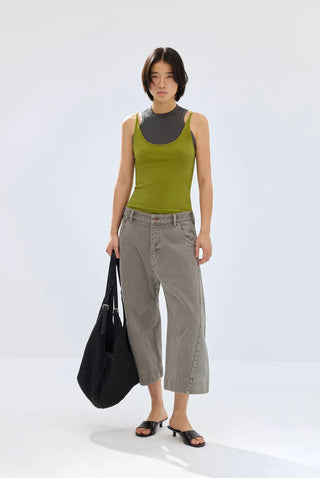 Simple Project Engineered Cropped Pants-Sand Gray