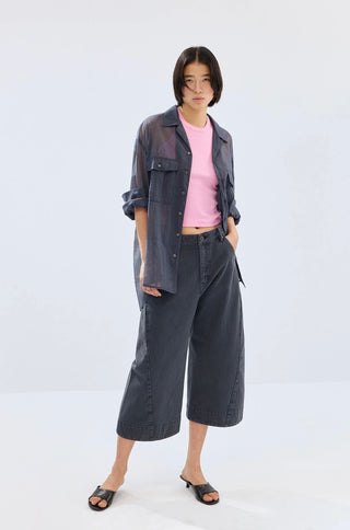 Simple Project Engineered Cropped Pants-Slate Blue