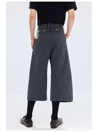 Simple Project Engineered Cropped Pants-Slate Blue