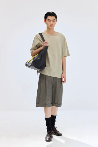 Simple Project Linen Bermuda Shorts-Gray